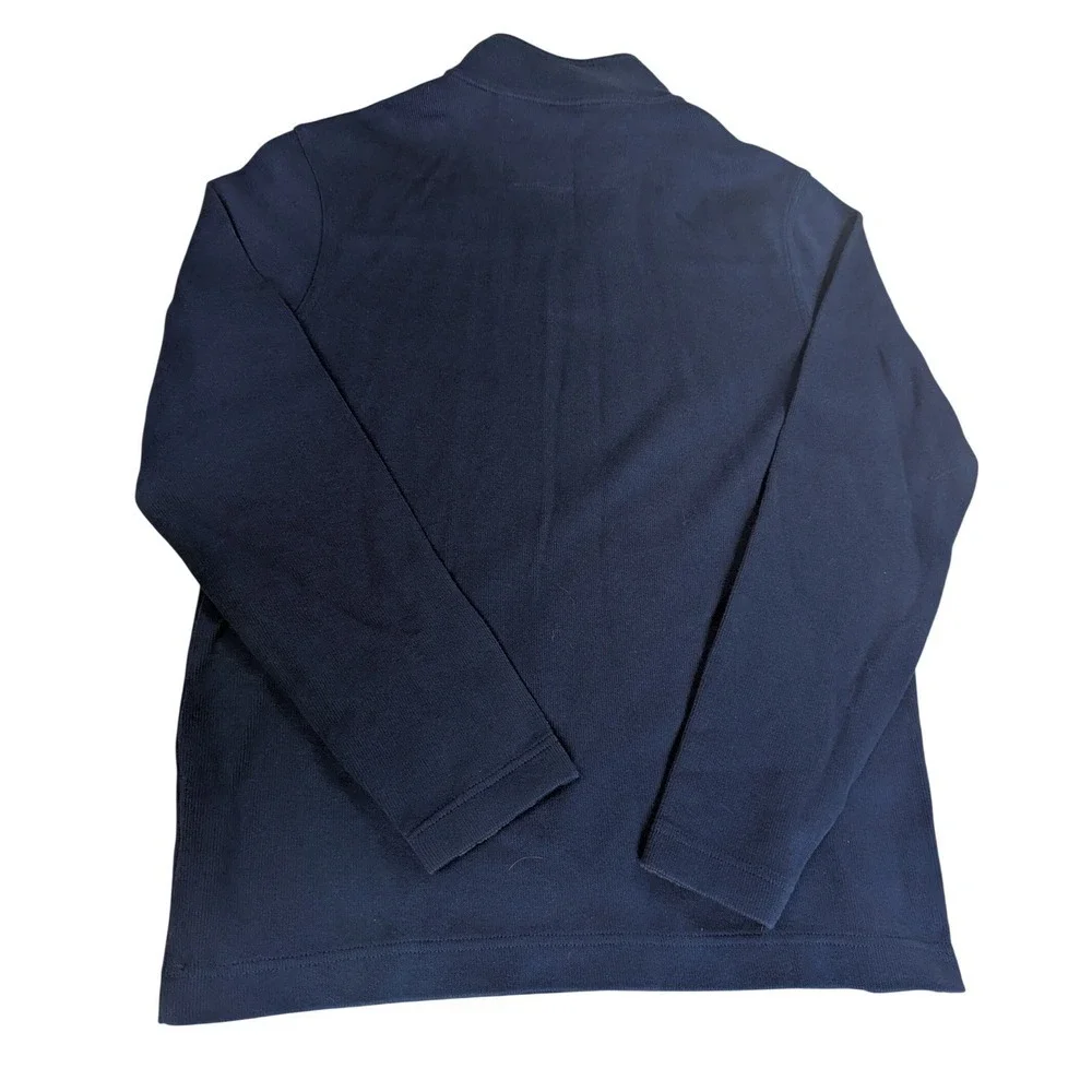 Banana Republic Men's L Half Zip Pullover Sweater Military Blue Elbow Patches